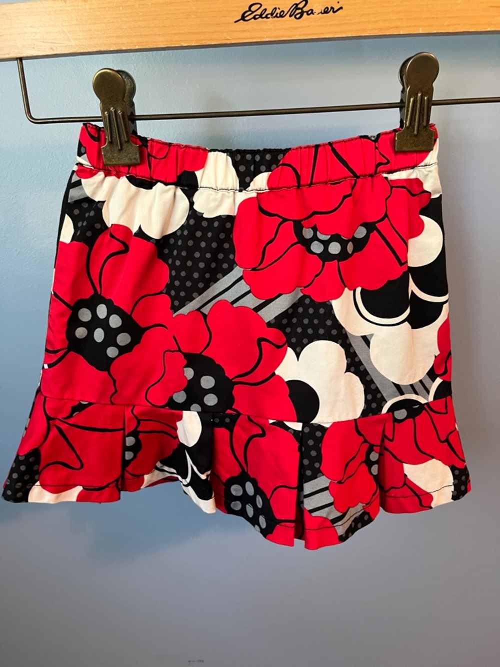 Gap Red Floral Ruffle Mini Skirt